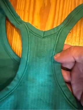 lululemon athletica Green Ribbed Racerback Tank with built in bra.